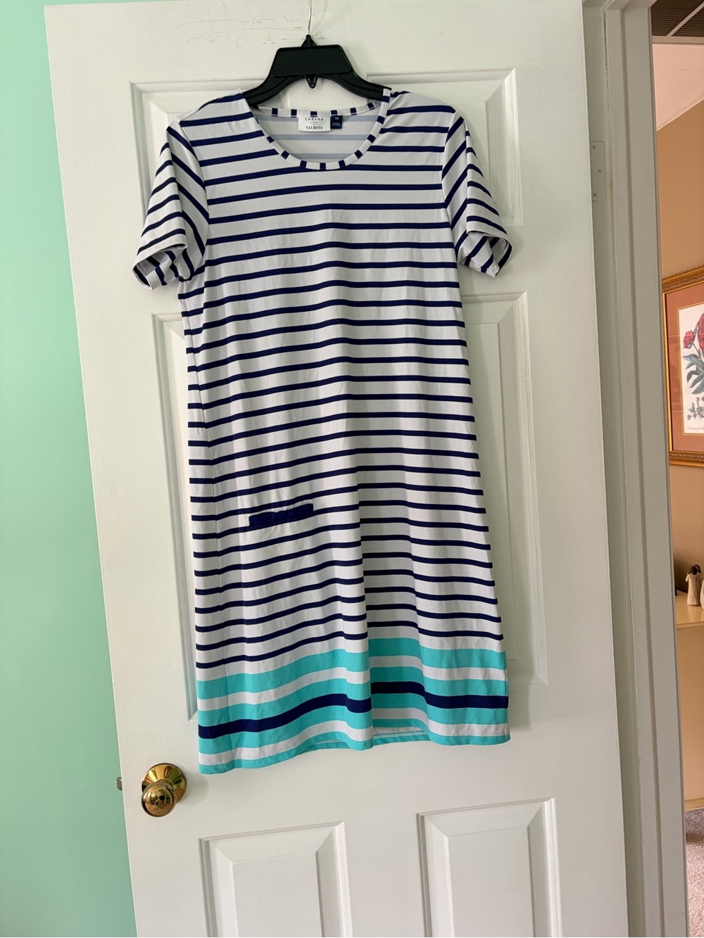 Cabana Life Short Sleeve A-Line Dress with Teal Accent
